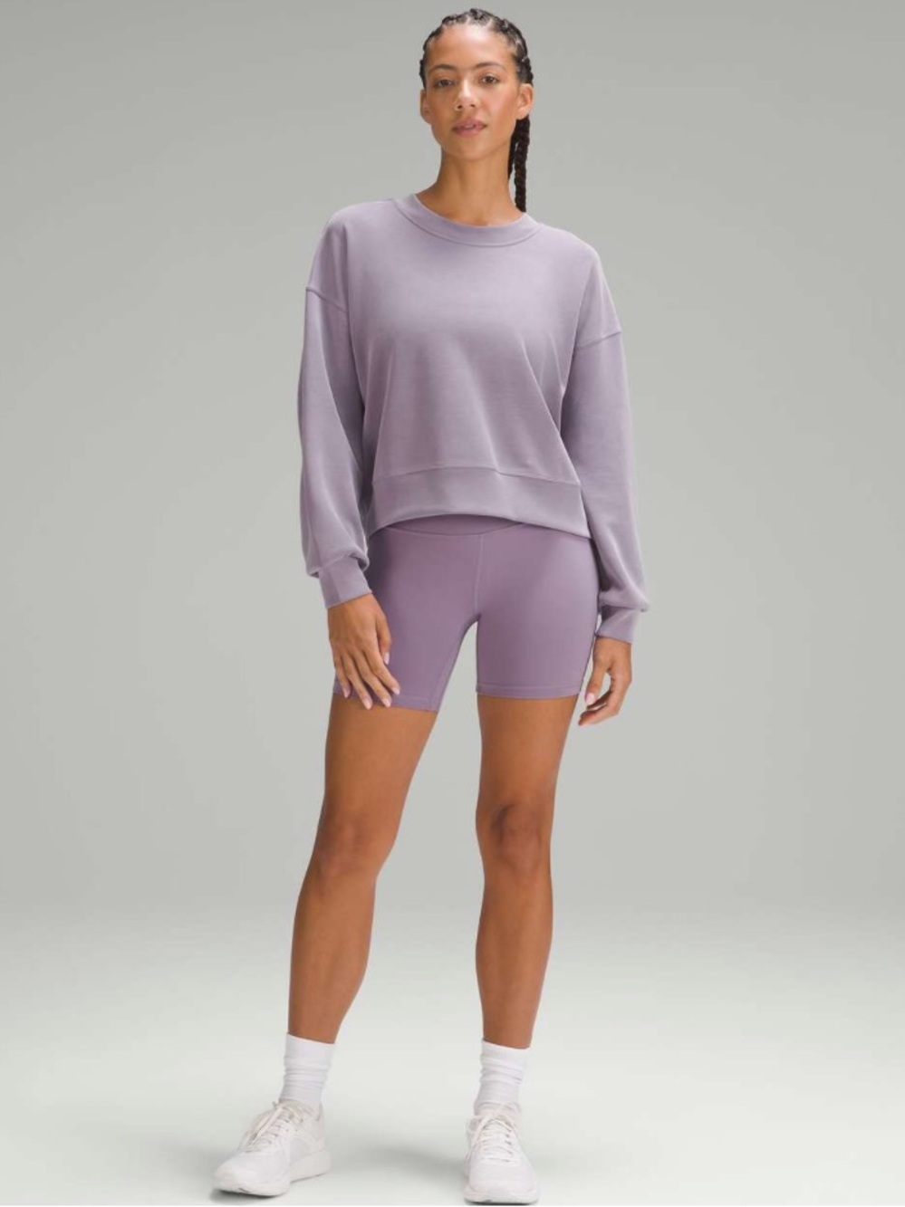 lululemon athletica Cropped Perfectly Oversized Crew in Purple Ash Softstreme